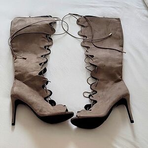 Paprika Lace-Up Front Stiletto Heeled Boots size 9